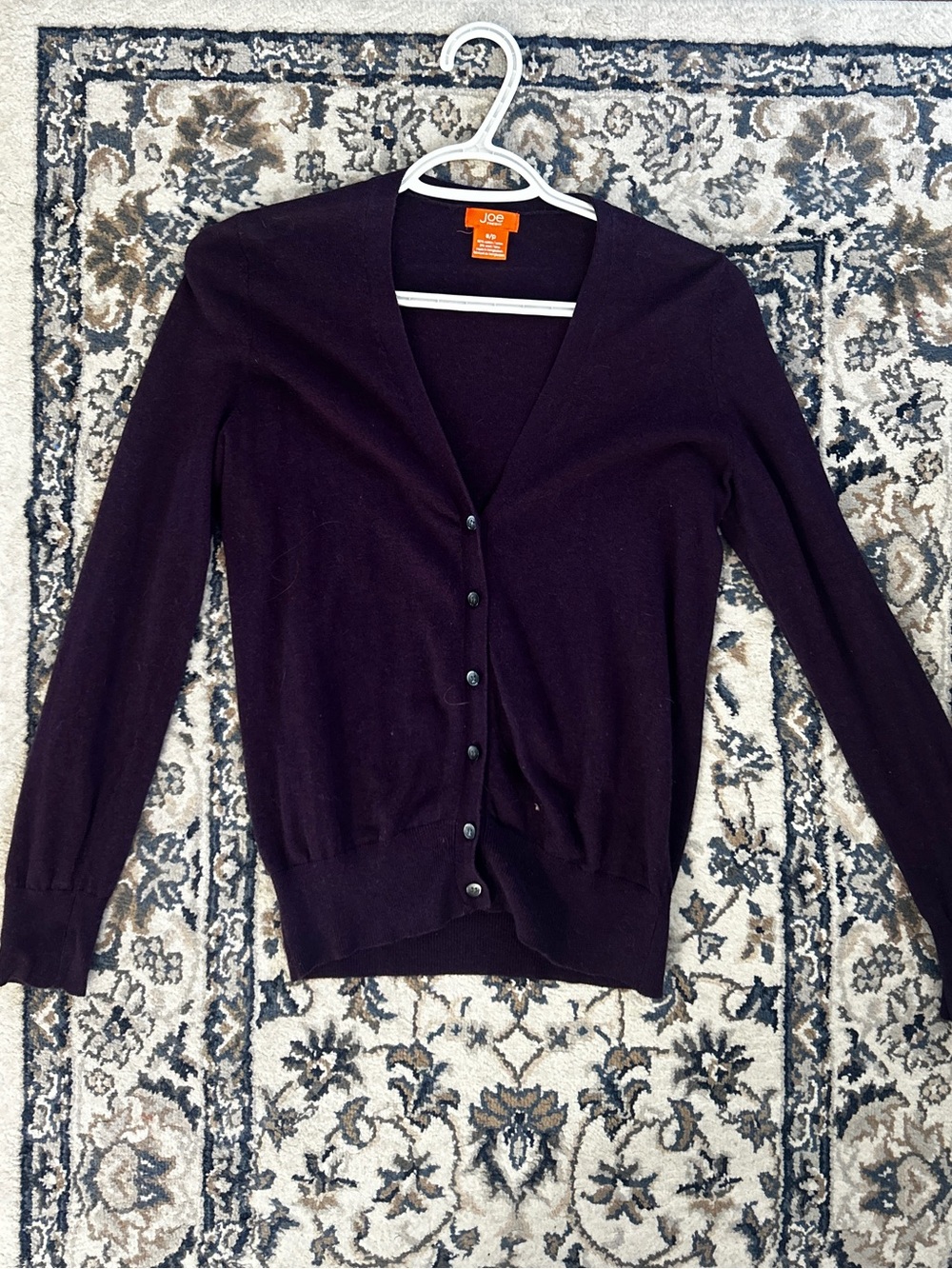 Classic V-Neck Button-Up Women's Cardigan - Deep Plum